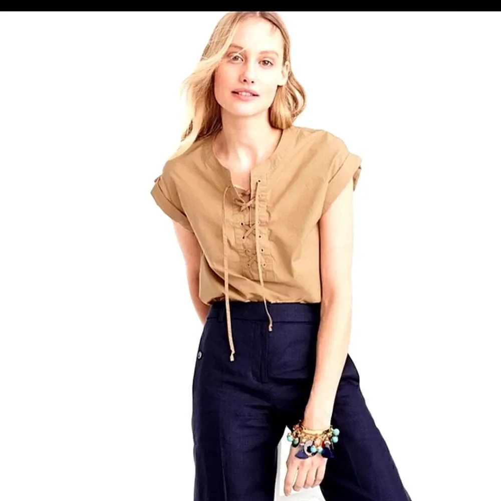 J CREW Cotton Lace Up Shirt